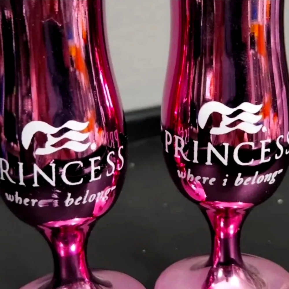 Princess cruises Pink Sparkly Shot glasses, set of 2, Metallic look !